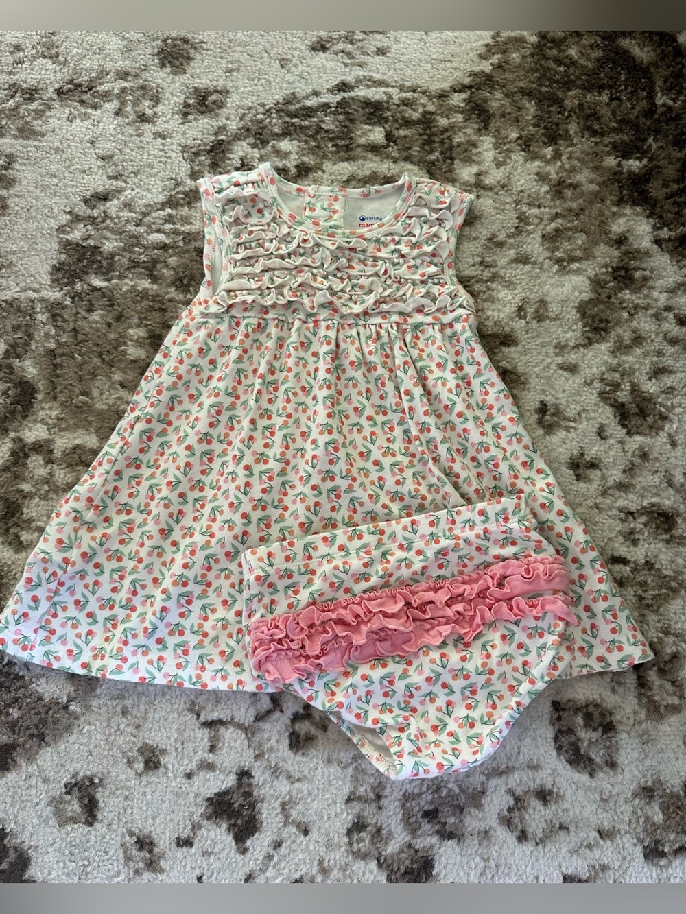 Magnetic Me White Dress with Pink and Orange Strawberry Print